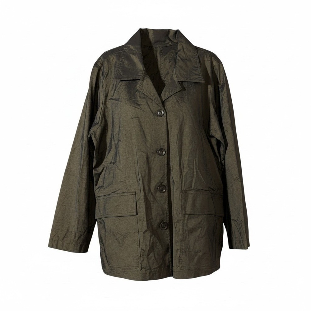 Tru Supply Olive Green Lightweight Rain Jacket Women Small Utility Coat Made USA